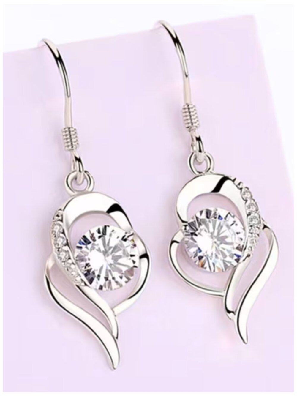925 Sterling Silver Moissanite Twist Drop Earrings Open Ribbon Illusion Setting